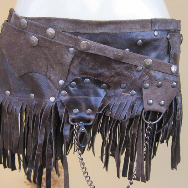 BURNING MAN...leather mini skirt belt/ with pocket,lace and stud detail....4 day EXPRESS 30 dollars