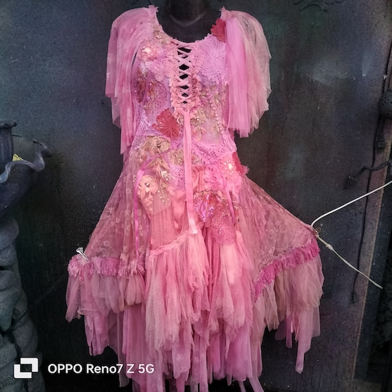 Pink Lace Bohemian Dress: Tattered Hippy Wedding Gown - Etsy
