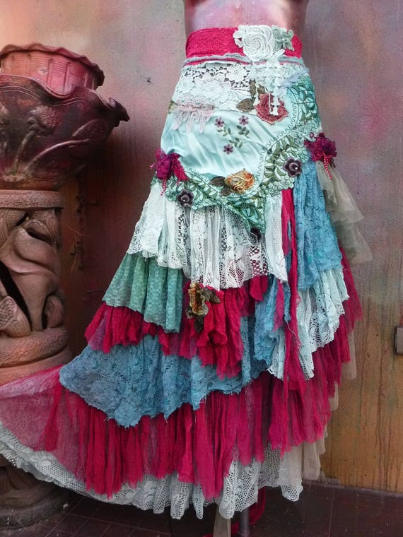 Wedding skirttattered skirt mori girl stevie nicks | Etsy