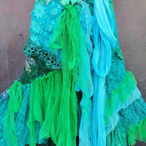 Teal Grüner Spitzen Wickelrock: Shabby Chic Boho Party