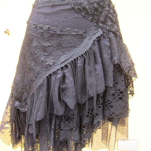 vintage inspired extra shabby gothic cotton wrap skirt/shawl...a work of art and love...50" across