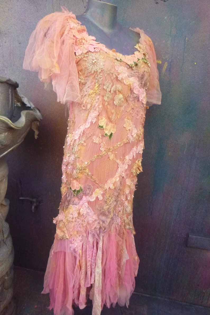 bohemian wedding boho romantic fantasy wedding M gypsy bridesmaid velvet,satin boho wildskin tattered dress woodland