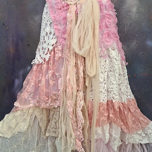 Gonna avvolgente boho a brandelli, stile festival, look all'uncinetto, in pizzo e rete di rose, servizio fotografico, matrimonio, sposa, damigella d'onore, boho, gypsy, danza del ventre, S M