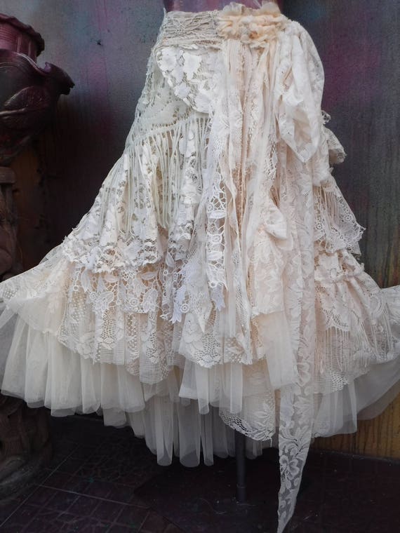 Wedding bridaltattered skirt boho fantasyl stevie nicks | Etsy