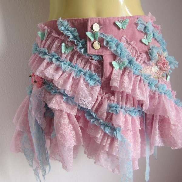 a garden party fairy skirt....ruffles of lace and butterflies..
