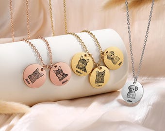 Custom Pet Photo Necklace: Stainless Steel Pet Memorial Jewelry