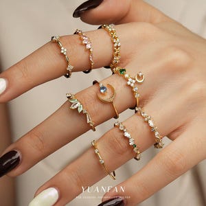 Sterling Silver Stackable Rings Set: Dainty Minimalist Bands