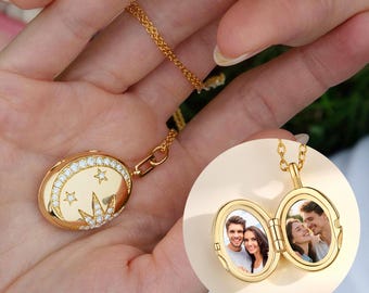 Personalized Photo Locket Necklace: Birthstone Accent, Memorial Gift