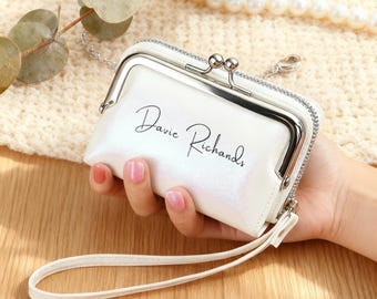 Personalisierter Geldbeutel, Geldbörse mit Namen, Leder Geldbörse, Münzbeutel, Geschenkideen für Weihnachten Kartenhalter.