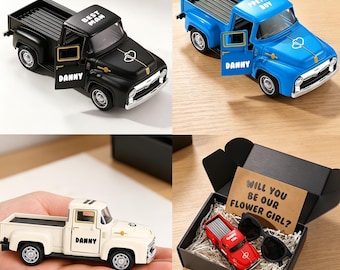Personalisierter Spielzeug-Lastwagen, Ringträger Geschenk, kreatives Geschenk für Verlobungs- oder Antragsfeiern, Andenken für die Trauzeugen.