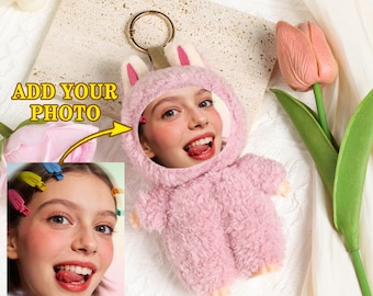 Portachiavi in peluche personalizzato con la faccia, portachiavi con foto personalizzata, regalo per la mamma, regalo personalizzato per la festa della mamma.