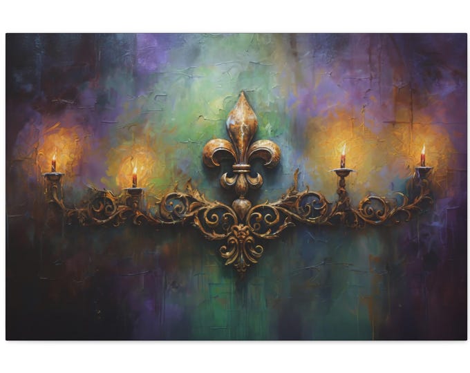 Fleur de Lis Canvas Wall Art – Moody Gothic New Orleans Decor