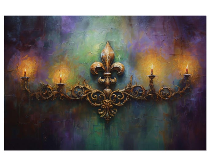 Fleur de Lis Candlelight Art Print – Mardi Gras Gothic New Orleans Wall Decor