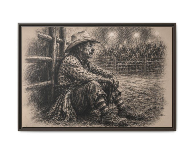 Rodeo Clown Art | Western Cowboy Wall Decor | Texas Cowboy Creations Original
