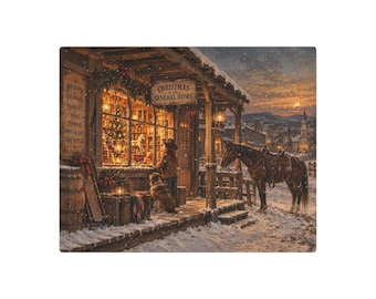 Vintage Christmas General Store Wall Art, Rustic Western Christmas Metal Sign, Nostalgic Holiday Decor