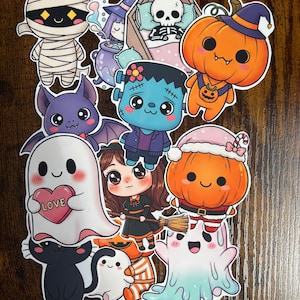 Süße Halloween Sticker für Laptop, Tagebuch, Kawaii Glossy Vinyl Sticker, Halloween Sticker