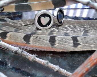 Heart stud earrings - sterling silver