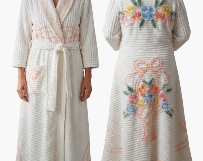 Chenille Robe With Flowers