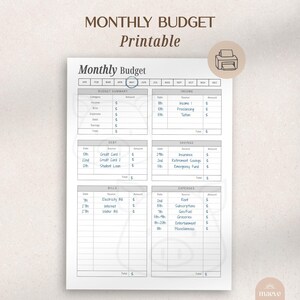 Printable Monthly Budget Planner, Budget Tracker, Digital Financial Budget Planner, Personal Finance Tracker, Savings Tracker, Minimalist