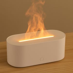Flame Effect Essential Oil Diffuser – Ultrasonic Cool Mist Humidifier with LED Light – Aromatherapy Diffuser for Home, Office, Bedroom – Who