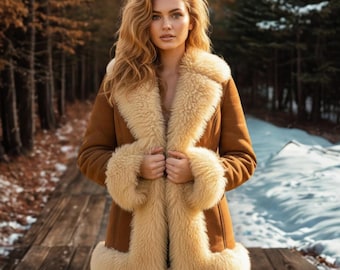 Brown Shearling Fur Lined Coat | Women's Winter Outerwear