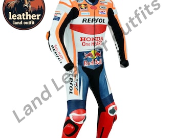 Repsol Honda Racing lädermotorcykelställ: MotoGP-replika, CE-skydd