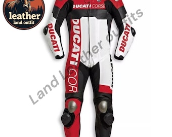 Ducati Corse Cowhide Leather Motorcycle Racing Suit: CE-Certified Armor