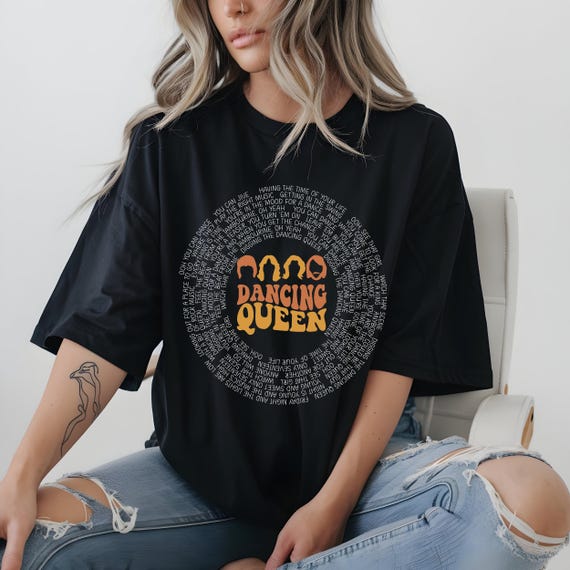 Dancing Queen T-Shirt: Vintage Music Lyrics - Relaxed Fit Cotton
