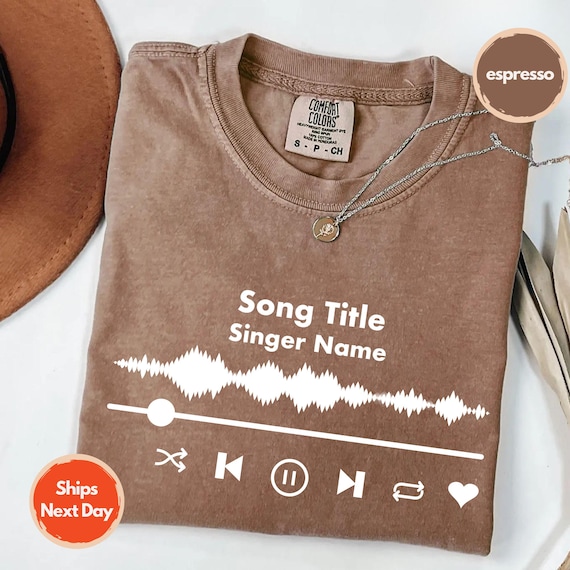 Custom Song Lyric Shirt on Comfort Colors 1717, Personalized Music Player Soundwave,