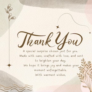 a heartfelt message expressing gratitude and warmth, with a decorative element that includes a plant and a star. The text is written in a cursive font and conveys a sense of appreciation and affection.