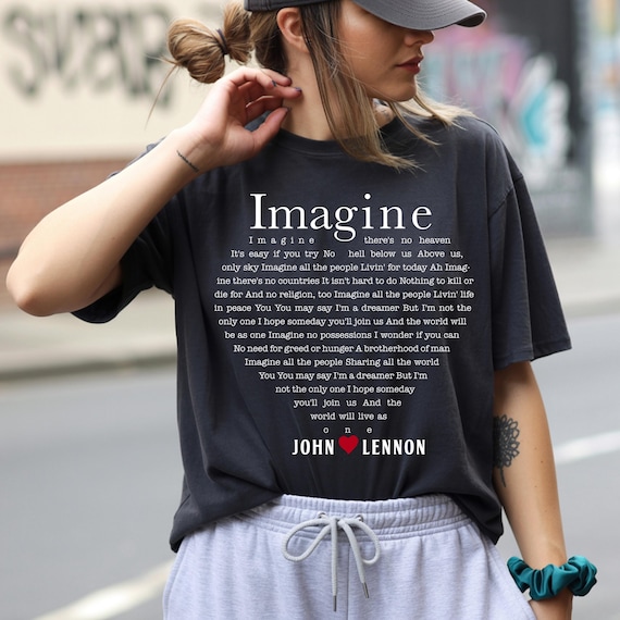 Imagine Song Lyric Inspired T-Shirt: John Lennon Design – Cozy Cotton Blend V-Neck