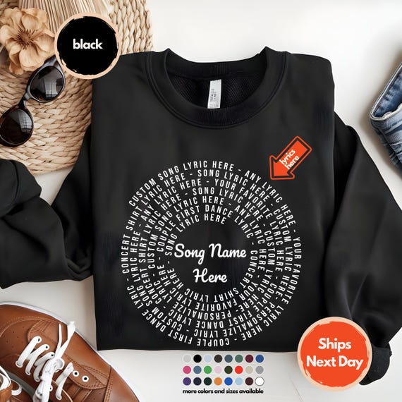 Custom Song Lyric Sweatshirt, Personalized Vinyl Record Hoodie