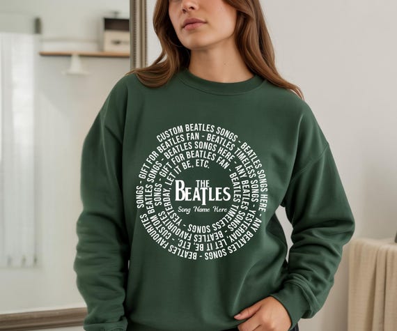 Beatles Music Sweatshirt: Beatles Lyrics Design - Vinyl Record Style