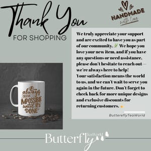 a coffee mug with the words thank you for shopping