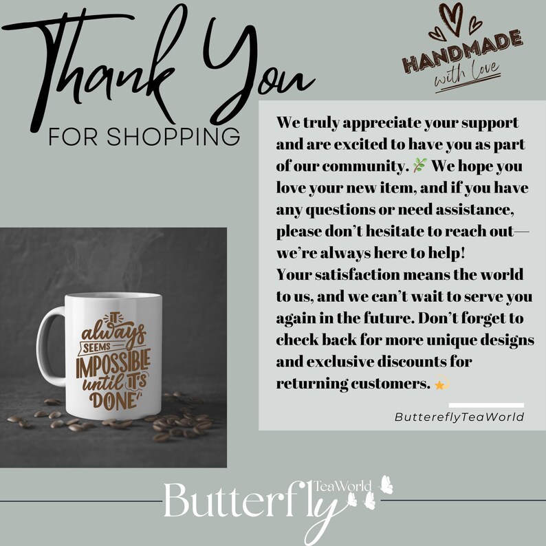 a coffee mug with the words thank you for shopping