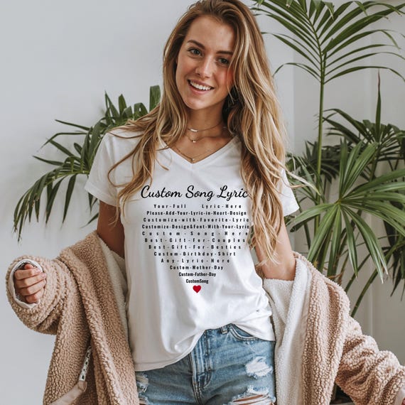 Custom Music Lyric Shirt, Heart Design (Unisex S-5XL)