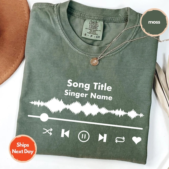 Personalized Soundwave Music Shirt, Music Player Comfort Colors Tee
