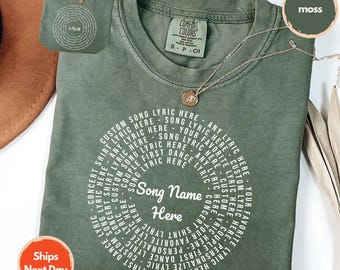 Chemise paroles de chansons personnalisées : design disque vinyle (couleurs confortables)