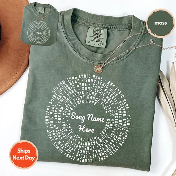 Custom Song Lyrics  Shirt: Vinyl Record Design (Comfort Colors)