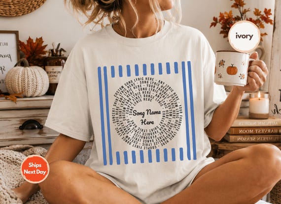 Custom Song Lyrics Vinyl Record Shirt – Preppy Stripe Comfort Colors® Tee