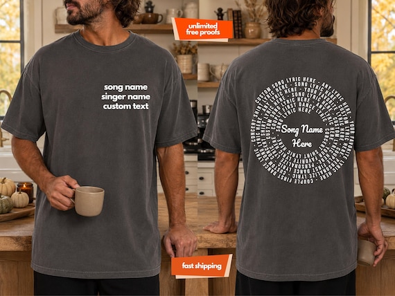 Custom Song Lyrics Shirt Two-Sided – Personalized Vinyl Record Design Comfort Colors® 1717