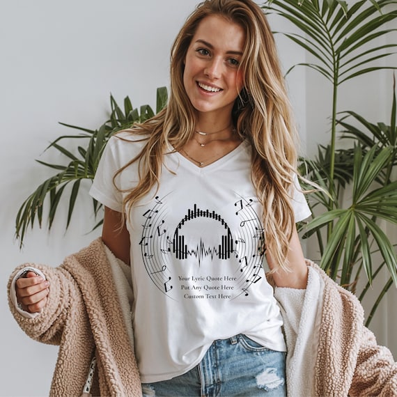 Custom Song Quote Women's V-Neck Shirt, Personalized Music Lyric Tee,