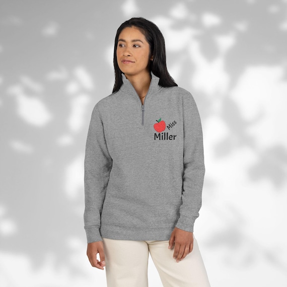 Custom Teacher Quarter-Zip Sweatshirt - Personalized Embroidered Educator Gift