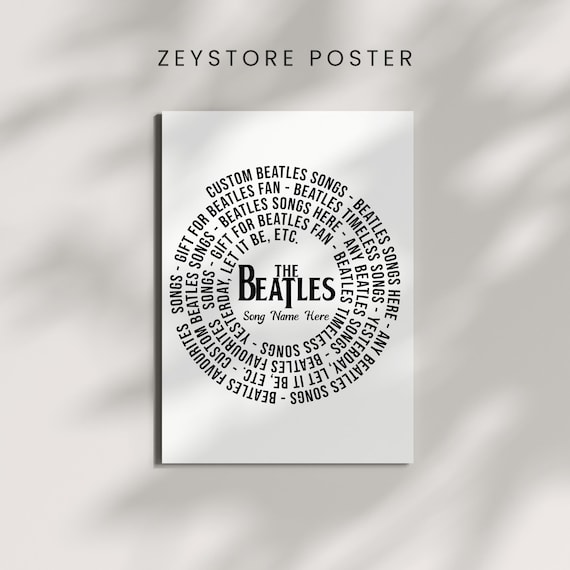 Beatles Song Lyric Poster - Personalized Music Wall Decor