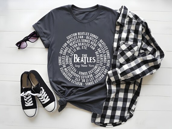 Beatles Custom Song Lyrics T-Shirt: Vinyl Record Design, Unisex S-5XL