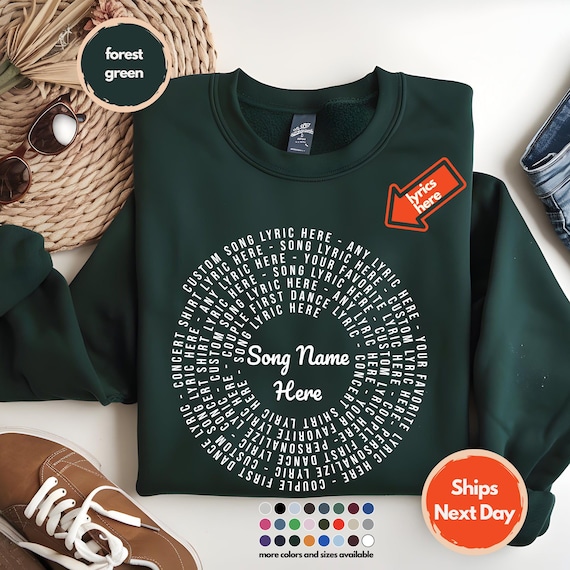Custom Song Lyric Sweatshirt, Personalized Music Lover Crewneck,
