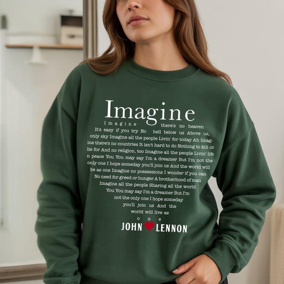 Imagine Song Lyric Inspired Sweatshirt: Vintage Vinyl Record Design – Cozy Cotton Blend