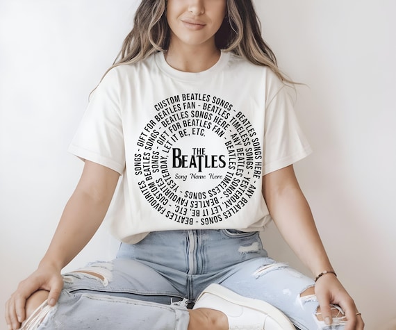 Beatles Custom Song Lyrics T-Shirt: Vinyl Record Design, Unisex S-5XL