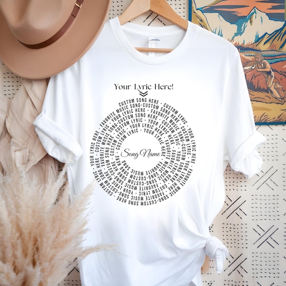 Custom Vinyl Record Shirt: Song Lyrics (Comfort Colors, UK Listing)