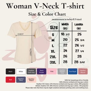 a women's v - neck t - shirt size and color chart